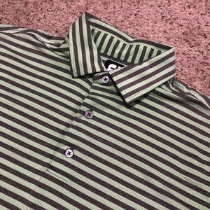 FootJoy Golf Polo Shirt Men's Large Green Stripe Cabo del Sol
